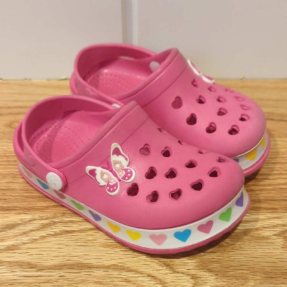 Pink Kids Clogs with Heart Design